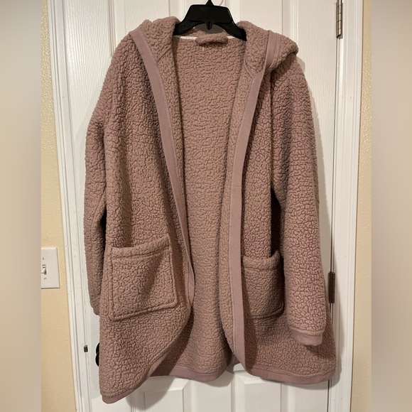 Cozy All Day Dusty Pink Open Front Sherpa Style Cardigan Women’s 2X - Picture 1 of 14